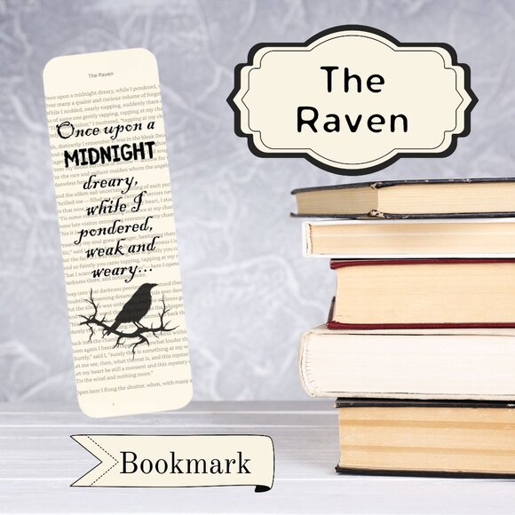 Edgar Allan Poe Quote Bookmark, The Raven, Bookish, Book Accessories - Picture 1 of 2